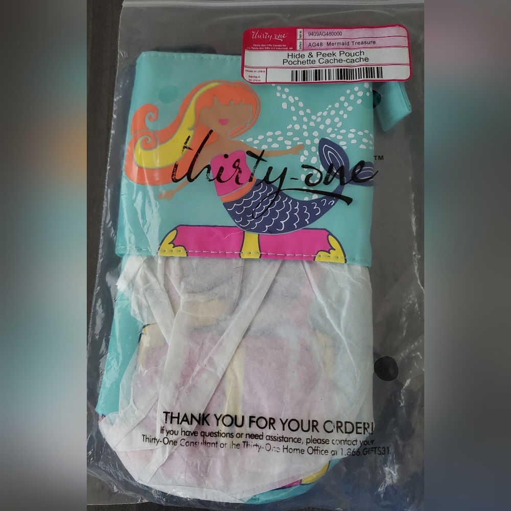Thirty-One Hide & Peek Pouch Mermaid Treasure New